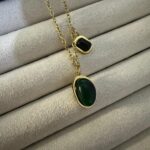 Emerald Drop Dual Pendant Necklace