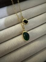 Emerald Drop Dual Pendant Necklace